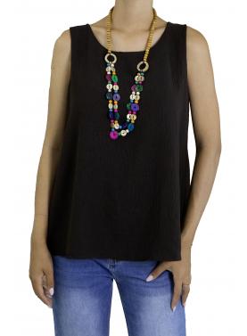 Canotta tinta unita con collana